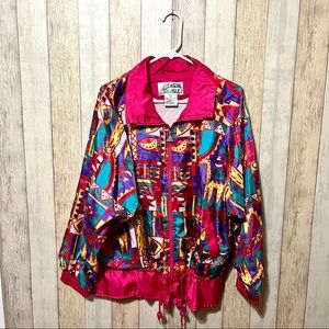 Vintage 80s/90s Giraffe Print Silky Windbreaker